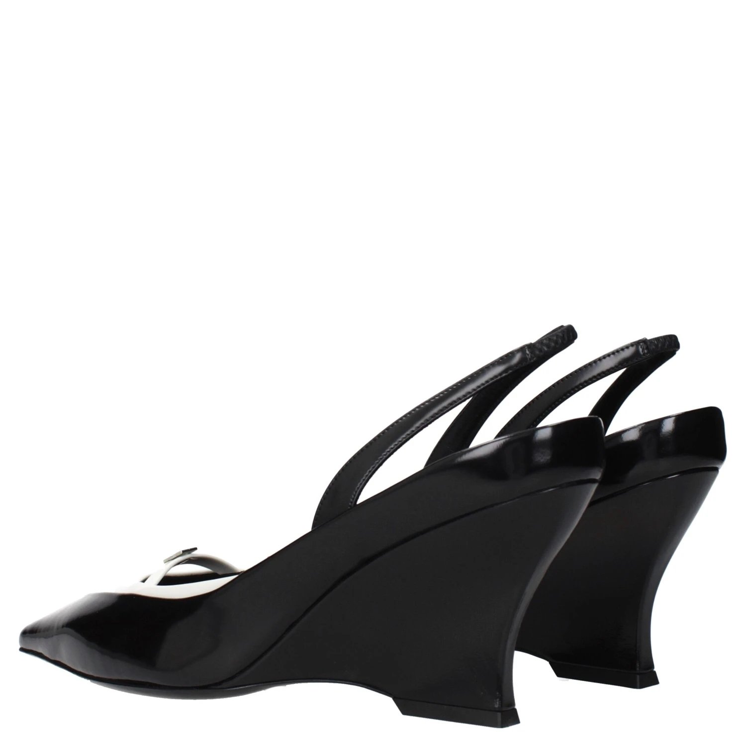 Black Leather Wedge Sandals