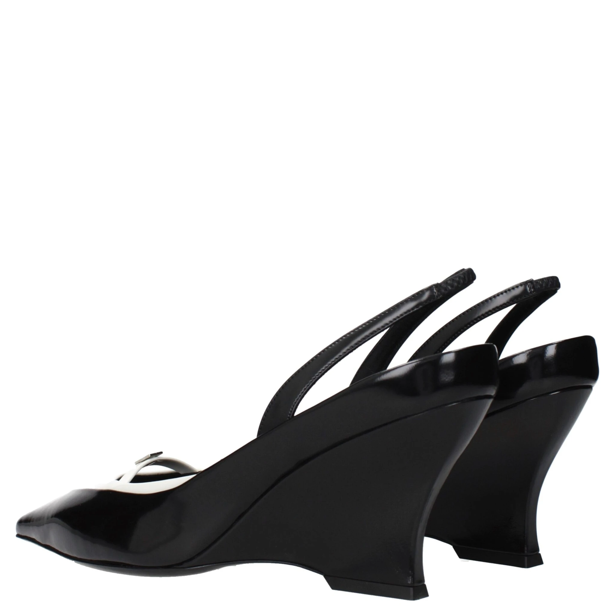 Black Leather Wedge Sandals