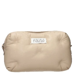 Beige Leather Clutch Bag
