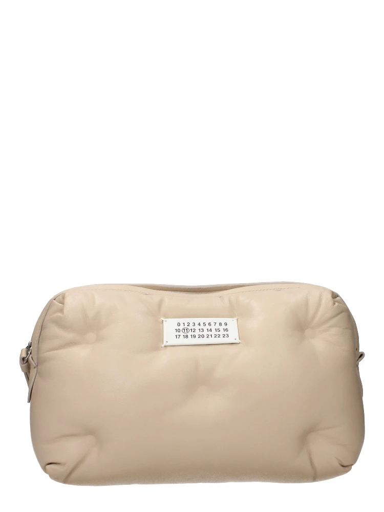 Beige Leather Clutch Bag