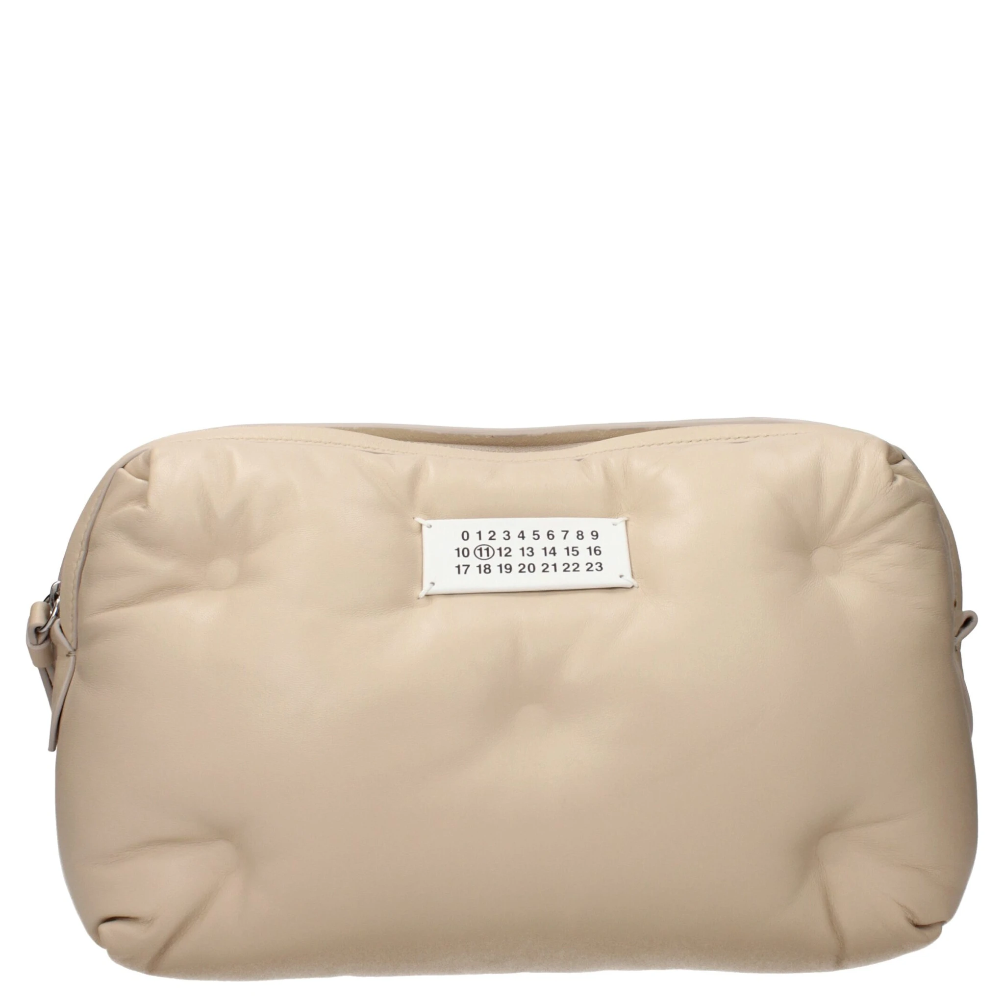 Beige Leather Clutch Bag