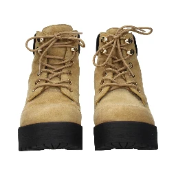 حذاء كاحل من الجلد البني