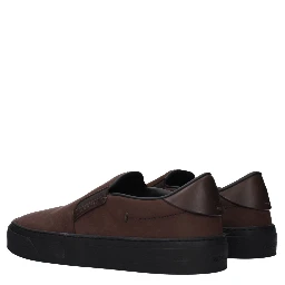 Brown Leather Slip-On Loafers