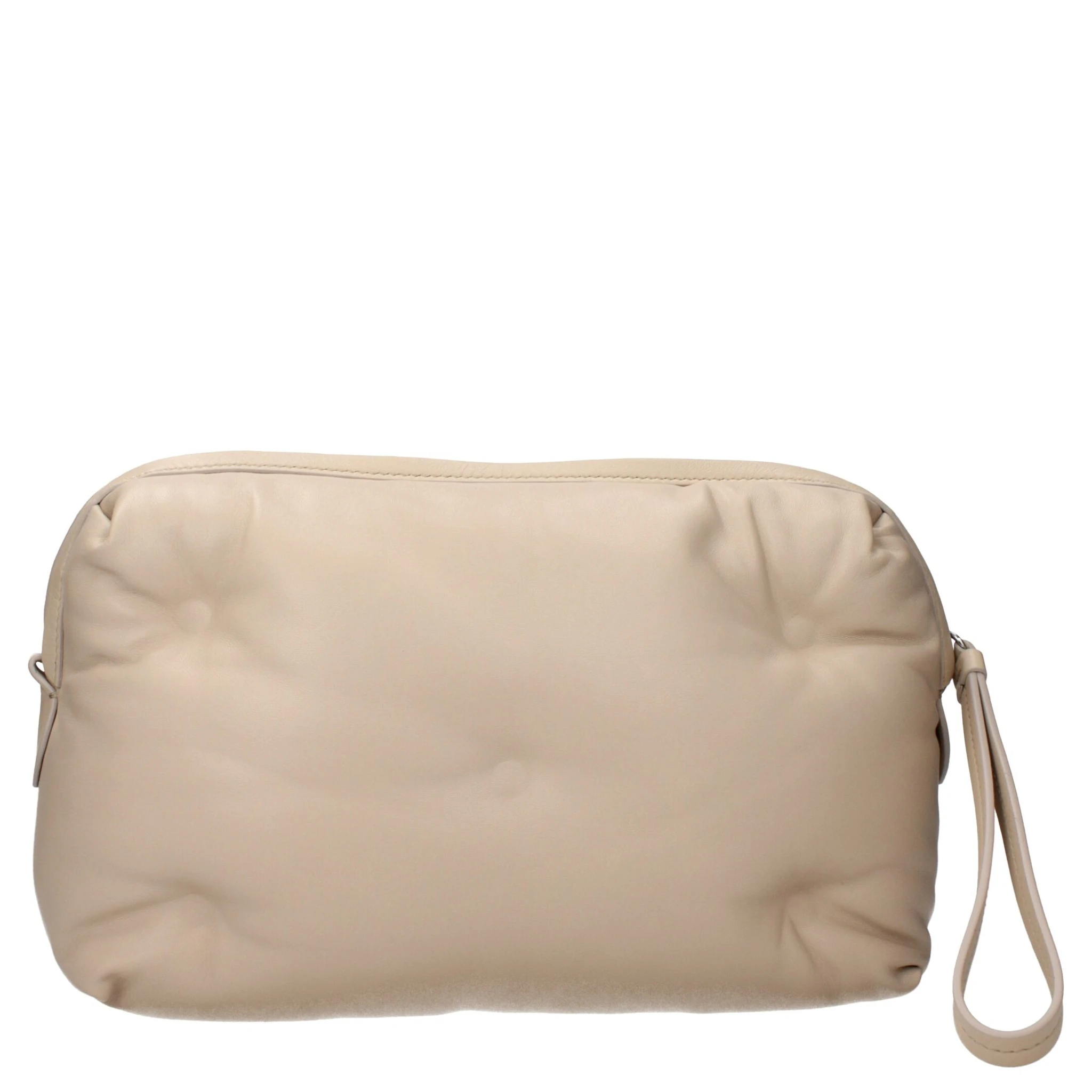 Beige Leather Clutch Bag