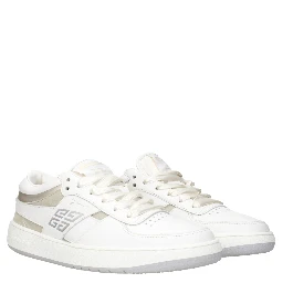 White Leather Low Top Sneakers