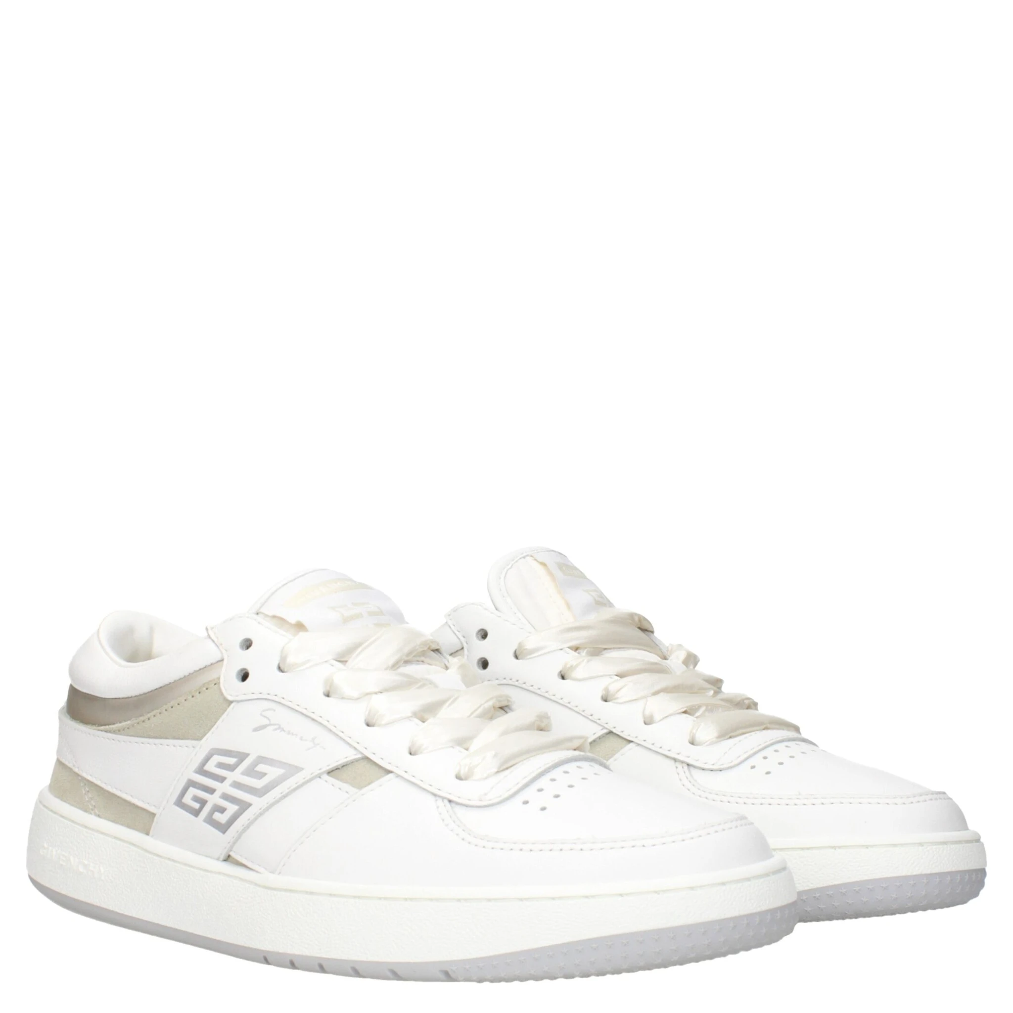 White Leather Low Top Sneakers