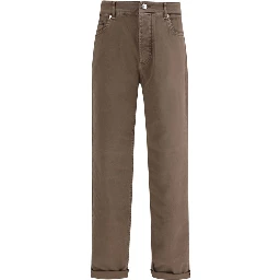 Brown Cotton Relaxed Fit Jeans