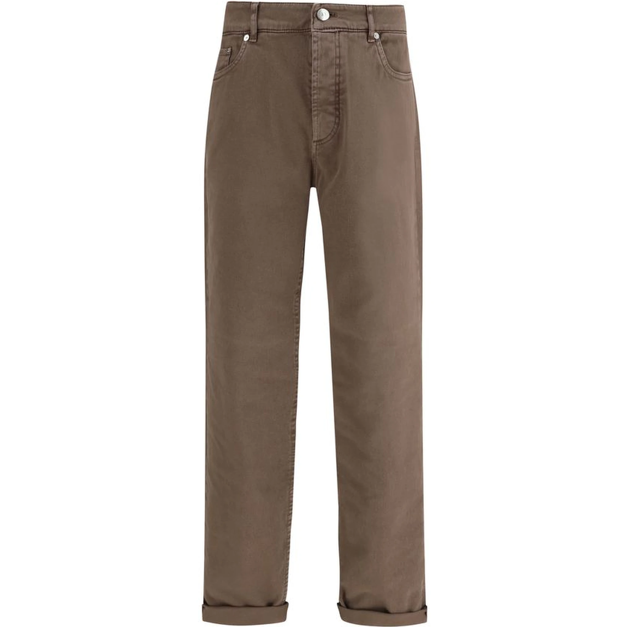 Brown Cotton Relaxed Fit Jeans