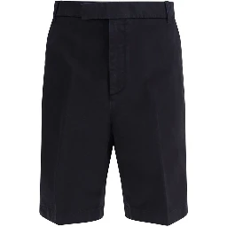 Blue Polyester Bermuda Shorts