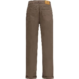 Brown Cotton Relaxed Fit Jeans