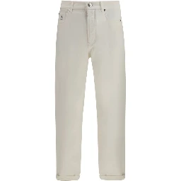 White Cotton Straight-Leg Jeans