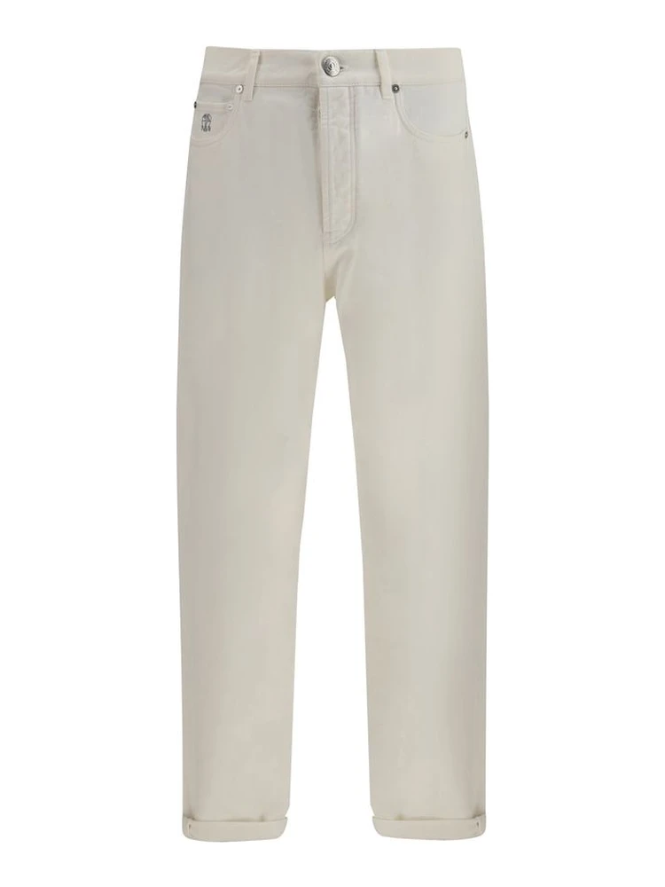 White Cotton Straight-Leg Jeans