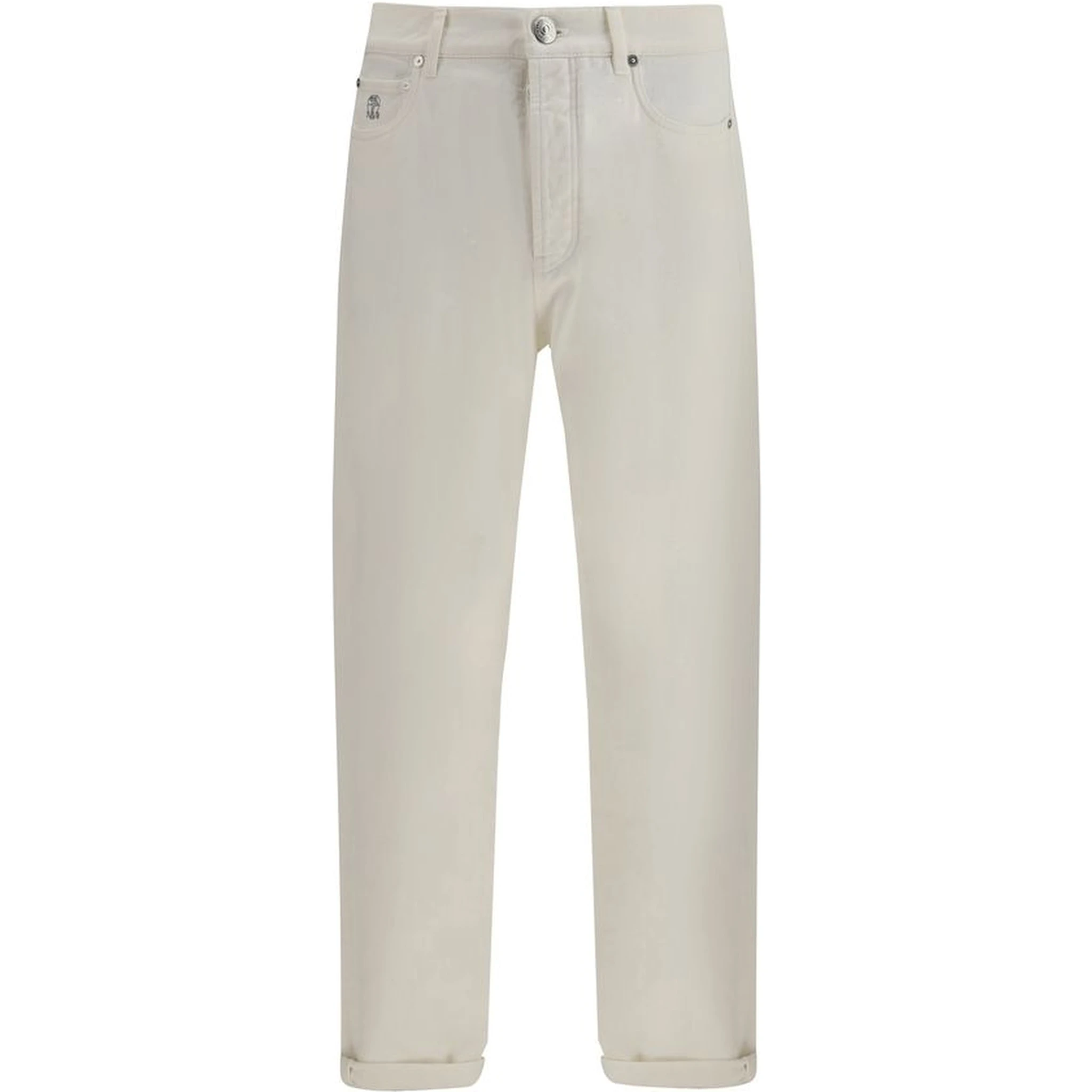 White Cotton Straight-Leg Jeans
