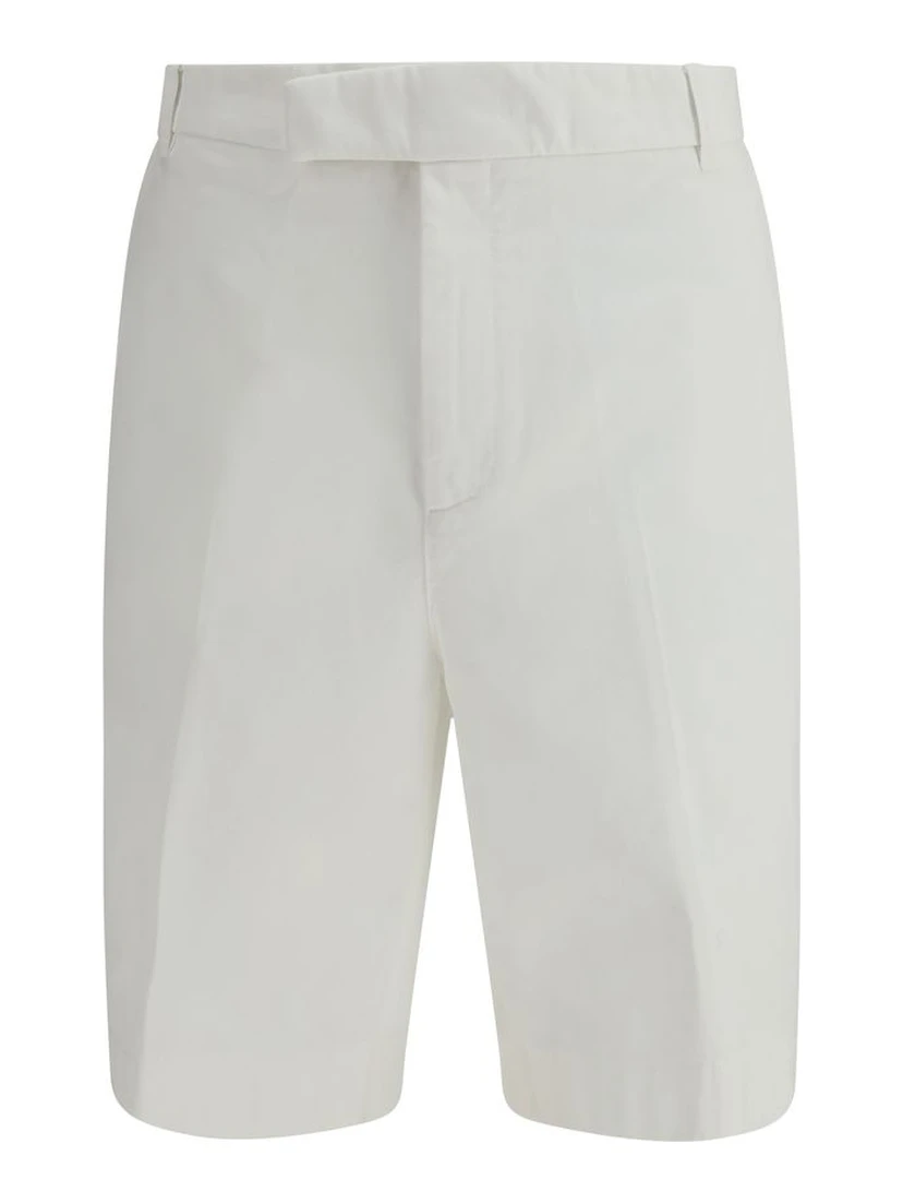 White Polyester Bermuda Shorts