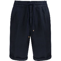 Blue Linen Bermuda Shorts