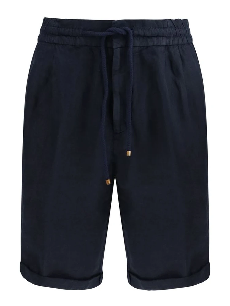 Blue Linen Bermuda Shorts