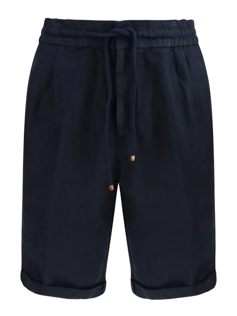 Blue Linen Bermuda Shorts