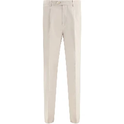 Cream Cotton Casual Pants