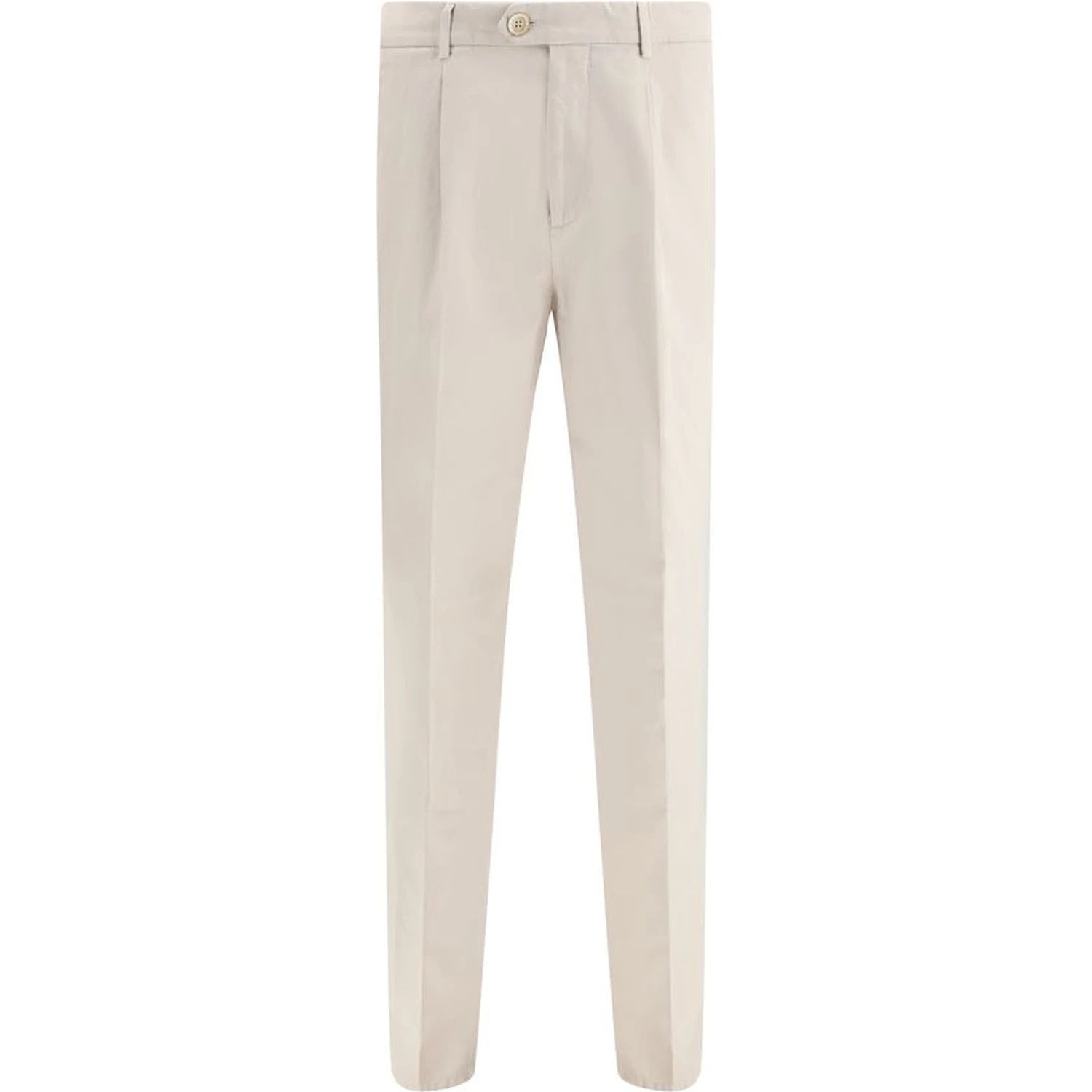 Cream Cotton Casual Pants