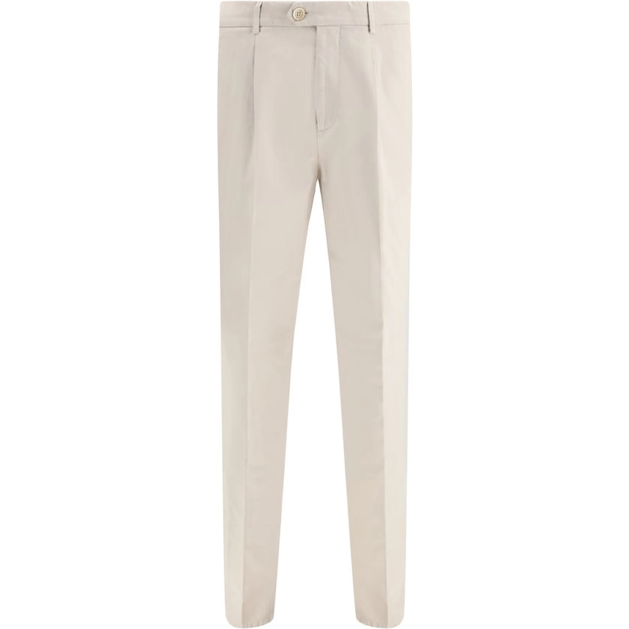Cream Cotton Casual Pants
