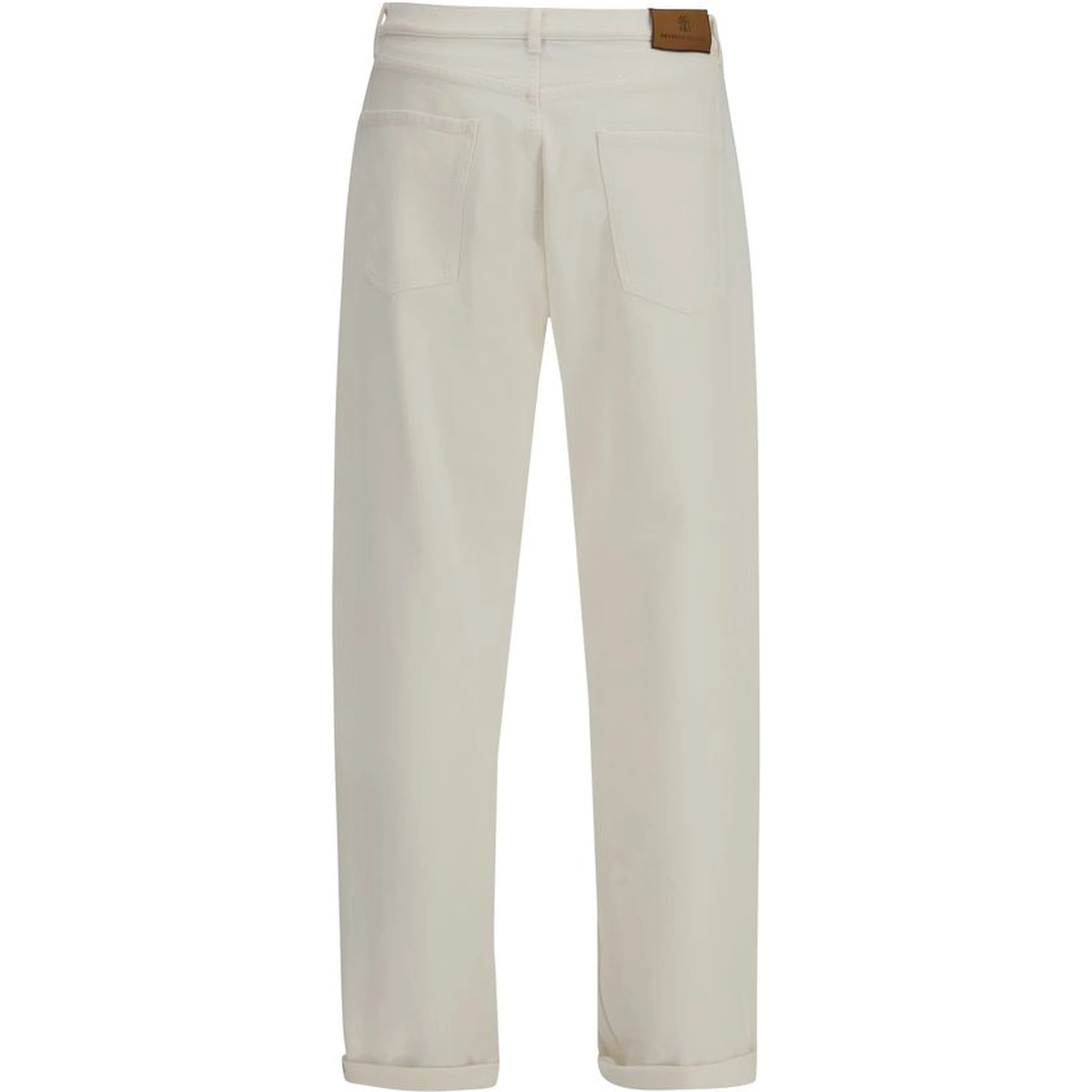 White Cotton Straight-Leg Jeans