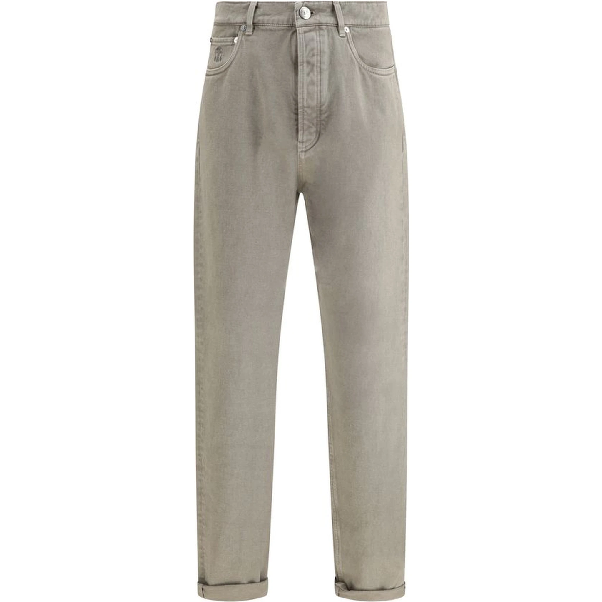 Bicolor Cotton Straight-Leg Jeans