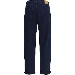 Blue Cotton Straight-Leg Jeans