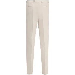 Cream Cotton Casual Pants
