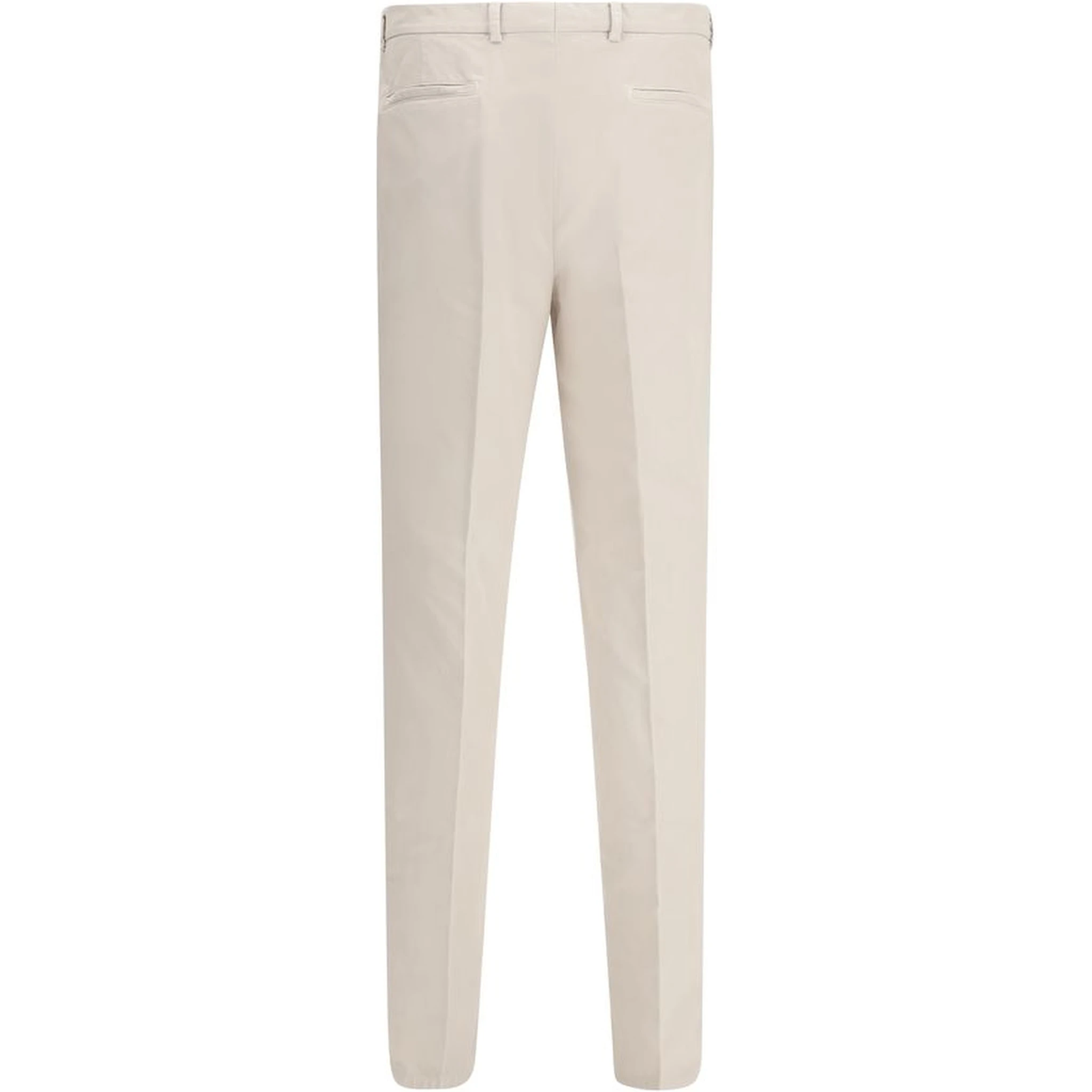 Cream Cotton Casual Pants