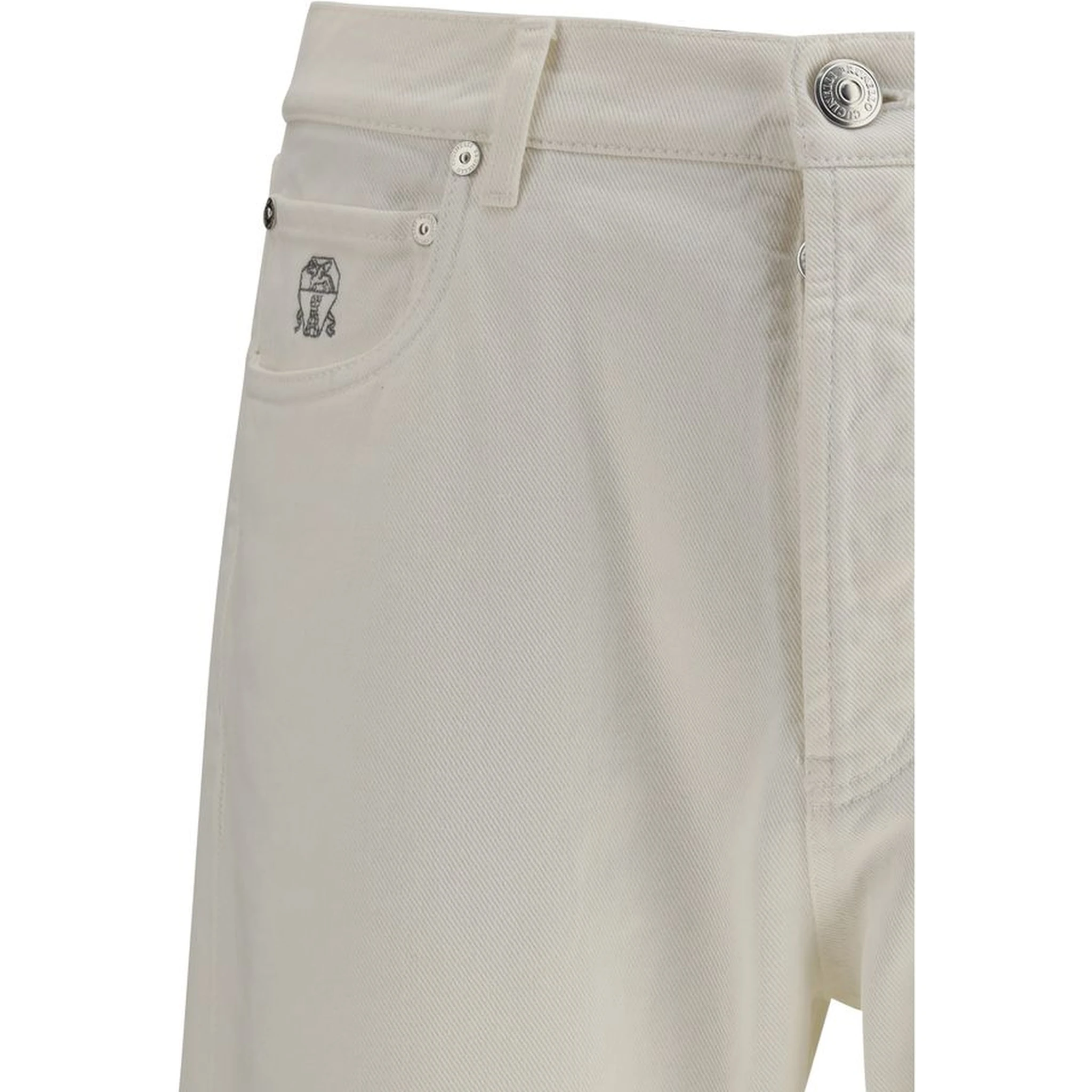 White Cotton Straight-Leg Jeans