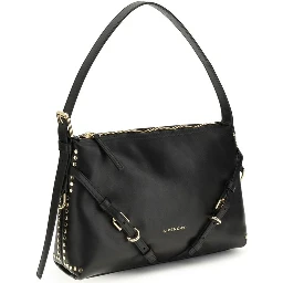 حقيبة كتف بوس توروس من جلد العجل الأسود