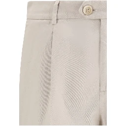 Cream Cotton Casual Pants