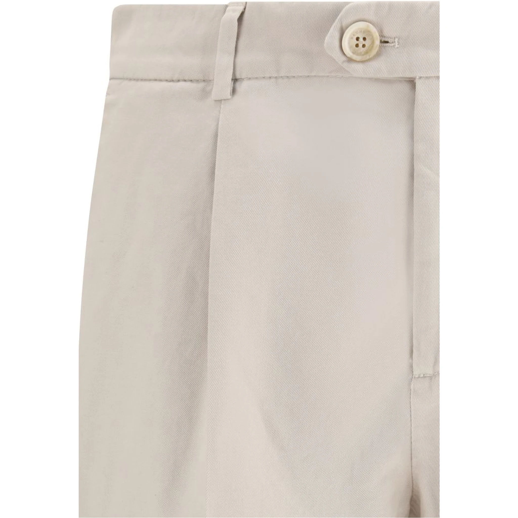 Cream Cotton Casual Pants