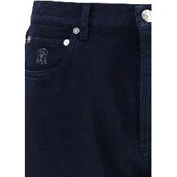 Blue Cotton Straight-Leg Jeans