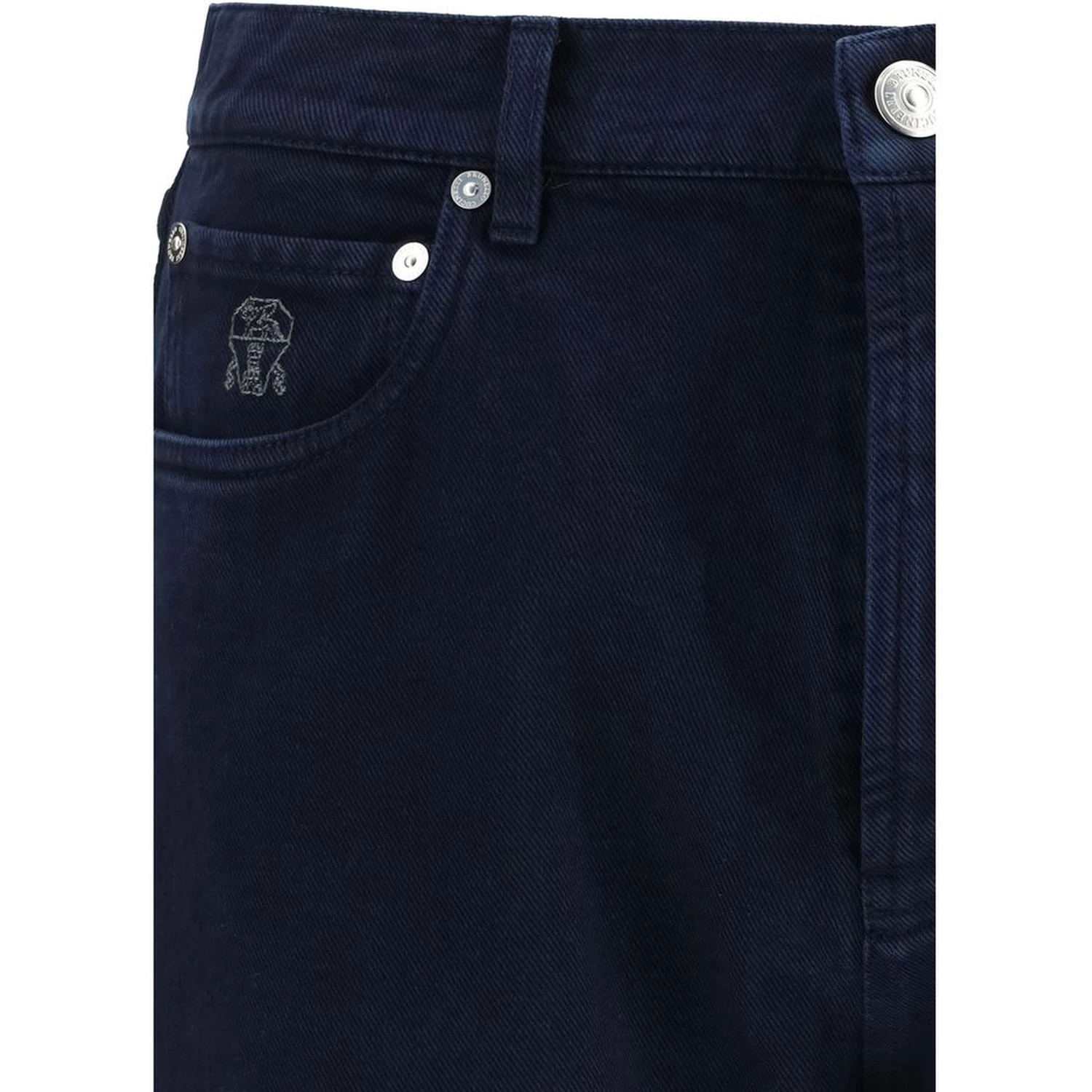 Blue Cotton Straight-Leg Jeans