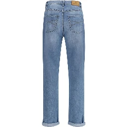 بنطلون جينز أزرق فاتح من القطن بقصة مستقيمة