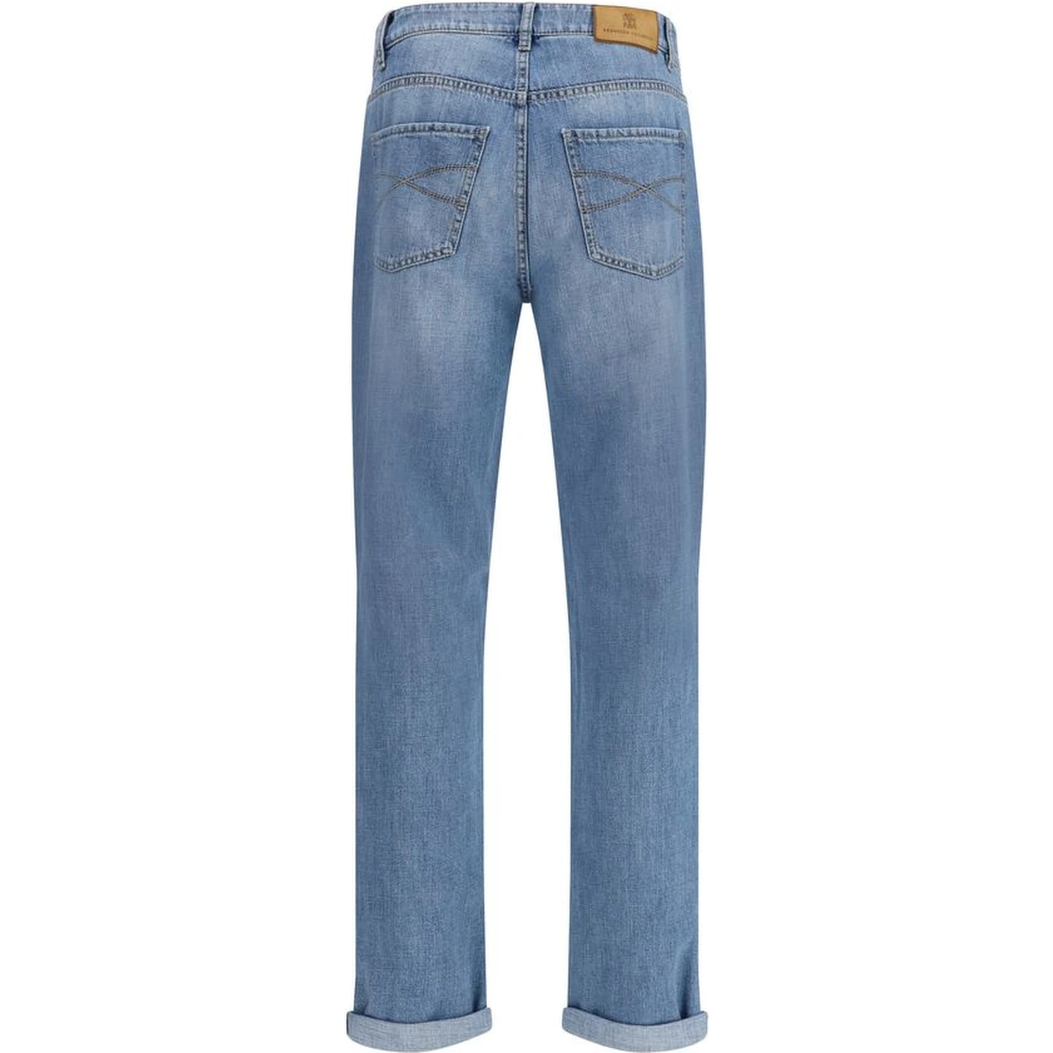 بنطلون جينز أزرق فاتح من القطن بقصة مستقيمة