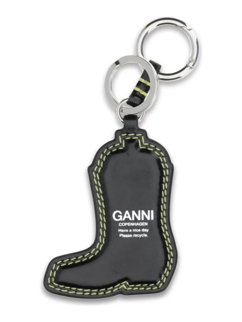 Black Recycled Leather Keychain