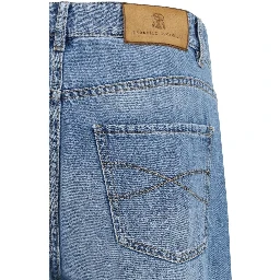 بنطلون جينز أزرق فاتح من القطن بقصة مستقيمة