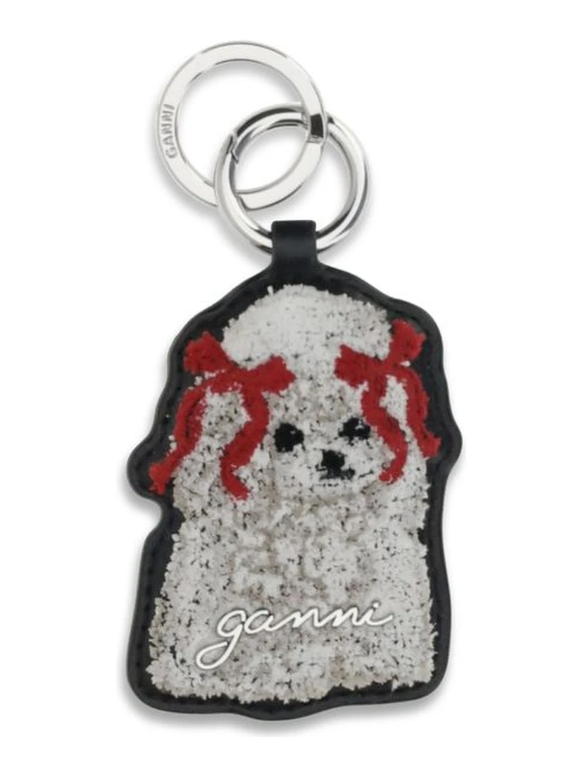 White Recycled Leather Keychain