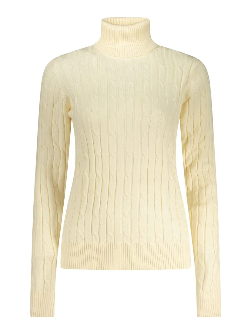 White Viscose Women's Turtleneck Sweater