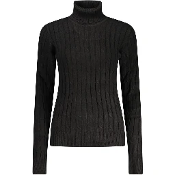 Black Viscose Women's Turtleneck Sweater