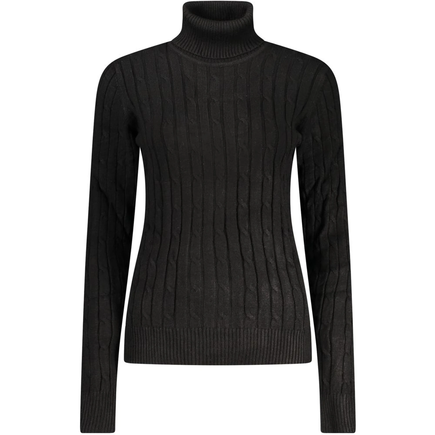 Black Viscose Women's Turtleneck Sweater