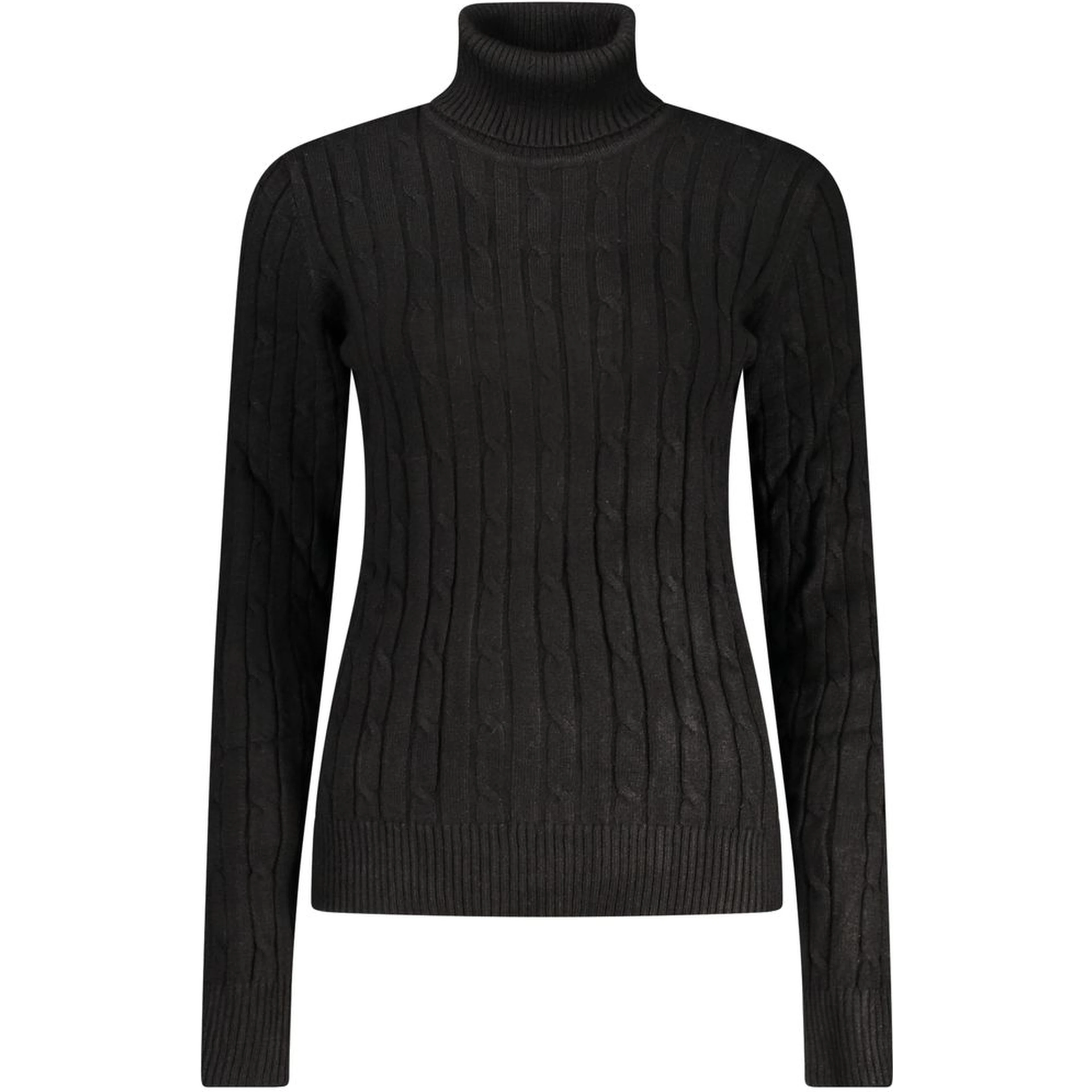 Black Viscose Women's Turtleneck Sweater