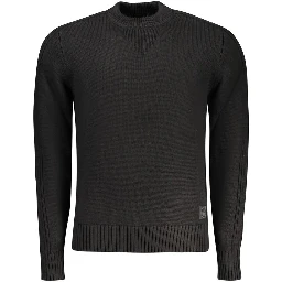 Black Cotton Men Sweater