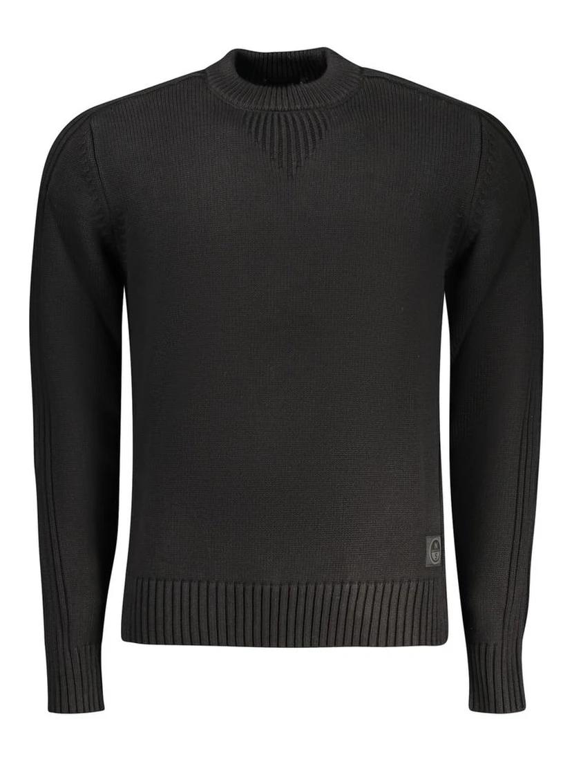 Black Cotton Men Sweater