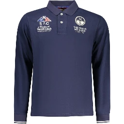 Blue Cotton Men Polo Shirt