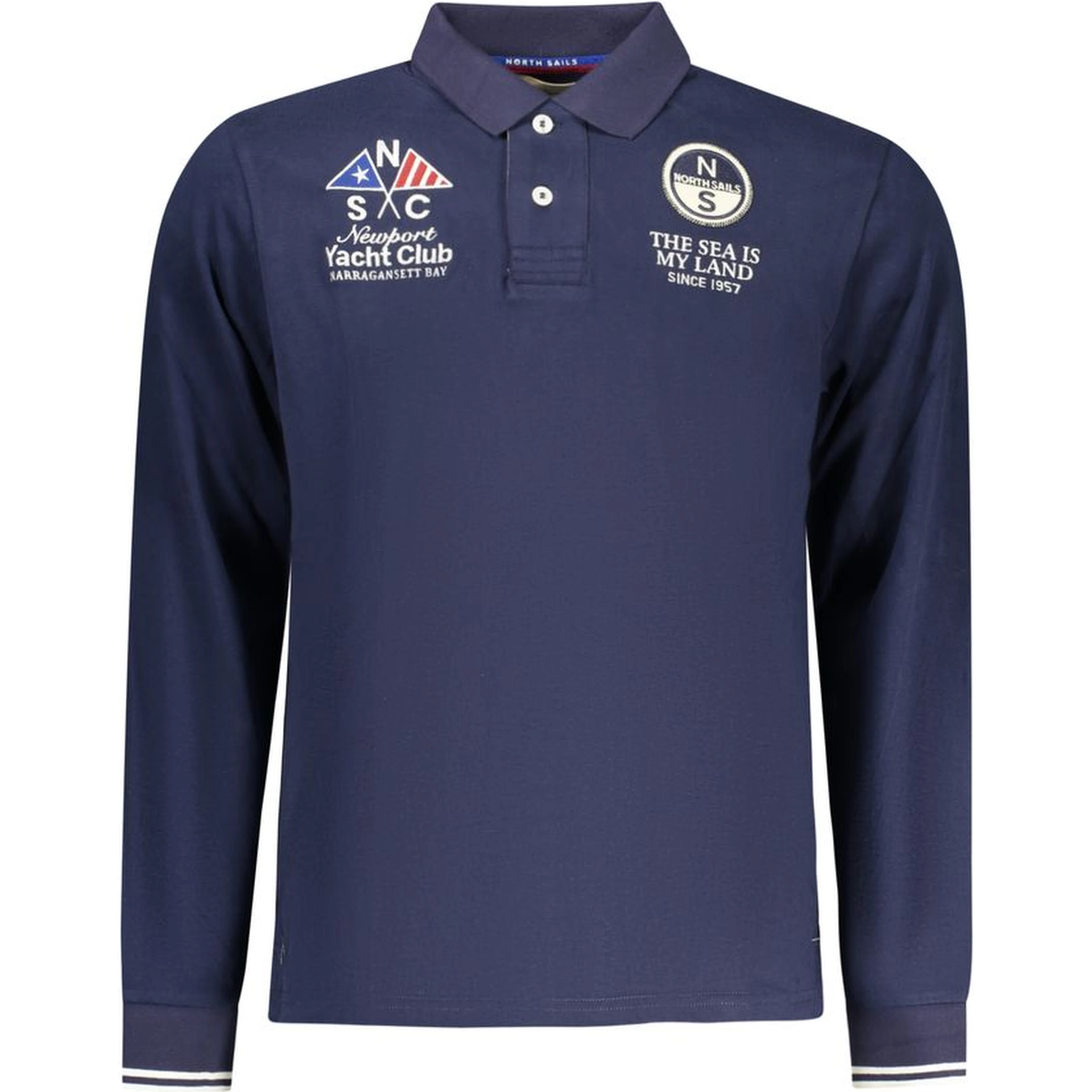Blue Cotton Men Polo Shirt