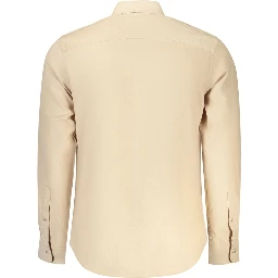 Beige Cotton Men Shirt