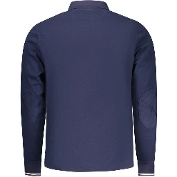 Blue Cotton Men Polo Shirt